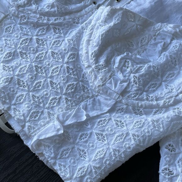 For Love and Lemons Corset Top Sand Dollar Lace Up Eyelet Blouse Underwire Boho - Picture 10 of 16